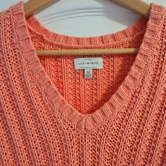 Lucky Brand Women's Sweater Size Small Peach Pink V Neck Long Sleeves Bohemian - Picture 6 of 14